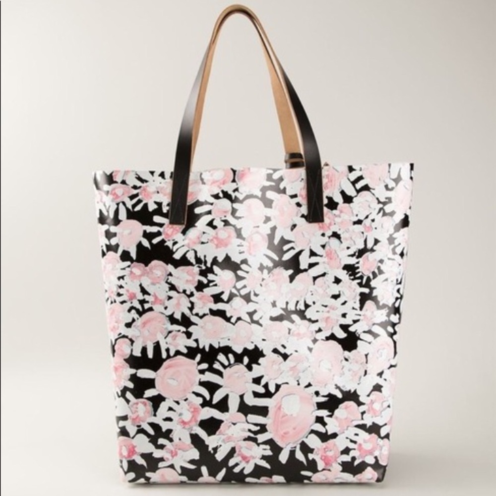 Marni Flower-Print PVC Tote Shopping Bag, Pink